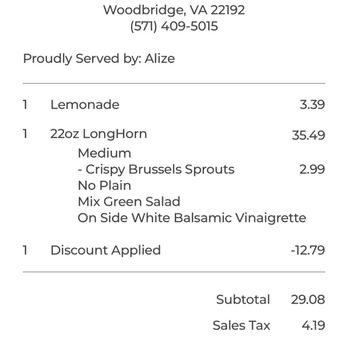 LongHorn Steakhouse - Online payment invoice with discount - American Near Me - Woodbridge, Virginia LongHorn Steakhouse - Online payment invoice with discount - American Near Me - Woodbridge, Virginia