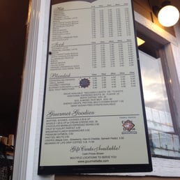 a menu for a gourmet latte