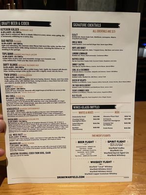 Menu photo 2 Warfield Distillery & Brewery Ketchum, ID Menu photo 2 Warfield Distillery & Brewery Ketchum, ID
