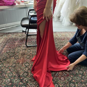 Ash and T's Formals - Where the dress was initially pinned.  How long the train should have been. - Furniture Stores Near Me - Summerville, South Carolina