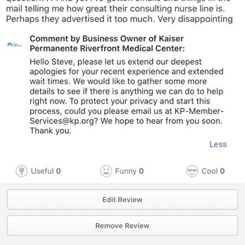 Kaiser Permanente Riverfront Medical Center - Kaiser asked me to contact them SOON so they could assist. I emailed them over 4 hours ago and have no response. - Medical Centers Near Me - Spokane, Washington Kaiser Permanente Riverfront Medical Center - Kaiser asked me to contact them SOON so they could assist. I emailed them over 4 hours ago and have no response. - Medical Centers Near Me - Spokane, Washington