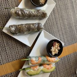 Peak of Asia - Grilled beef spring rolls  Shrimp & avocado spring rolls