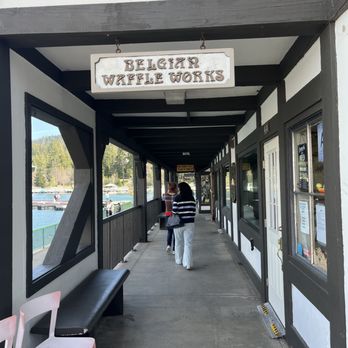 Belgian Waffle Works - front entrance - Burgers Near Me - Lake Arrowhead, California Belgian Waffle Works - front entrance - Burgers Near Me - Lake Arrowhead, California