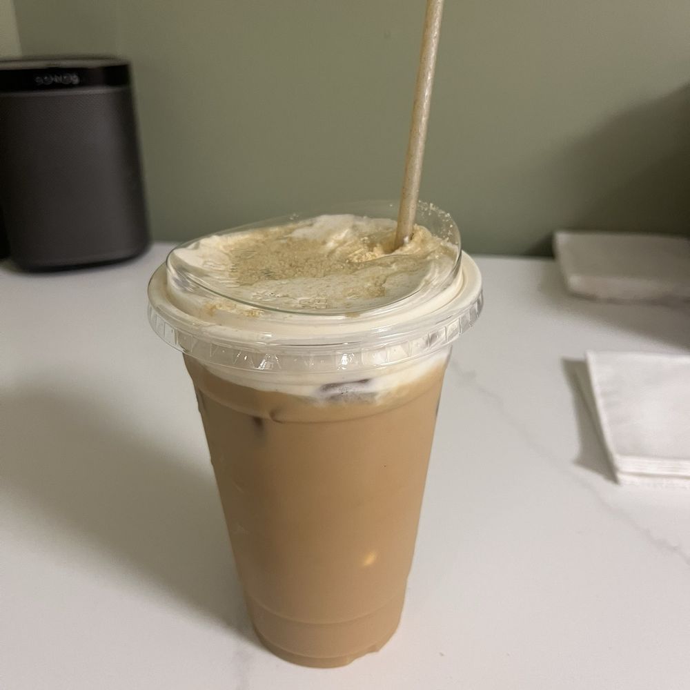 iced tiramisu latte with almond milk