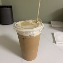 Iced tiramisu latte with almond milk