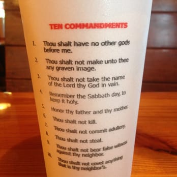 Melvin's BBQ - Mount Pleasant - 10 commandments on the back of the cup. Only in the south! - Barbeque Near Me - Mount Pleasant, South Carolina