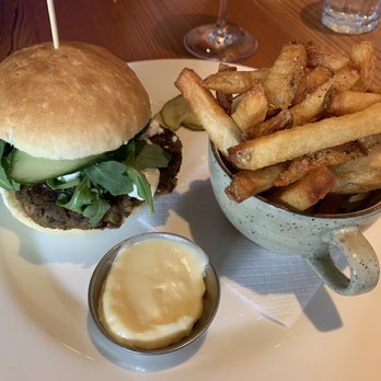Miijidaa Café + Bistro - Veggie burger with fries - Canadian (New) Near Me - Guelph, Ontario