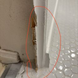 Caesar's Appliance Sales & Service - Busted up trim due to pulling out and reinstalling stack washer dryer with only one technician when two technicians were needed