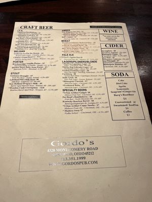 Menu photo 2 Gordo's Pub & Grill Norwood, OH