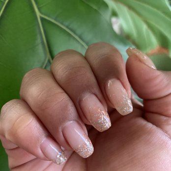 Natural Nails Boutique - Hybrid gel on natural nails, with a little glitter for the holidays - Nail Salons Near Me - Campbell, California