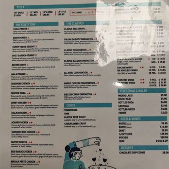 Tandoori Pizza - The menu: they have both Indian and American selections! - Pizza Near Me - Rancho Cucamonga, California