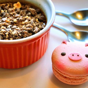 Crackle Creme - Passion Fruit Pig Macaron ($3.10). Ferrero Rocher Crème Brûlée: crushed chocolate and hazelnut with a chocolate-base custard ($5.25). - Desserts Near Me - Vancouver, British Columbia Crackle Creme - Passion Fruit Pig Macaron ($3.10). Ferrero Rocher Crème Brûlée: crushed chocolate and hazelnut with a chocolate-base custard ($5.25). - Desserts Near Me - Vancouver, British Columbia