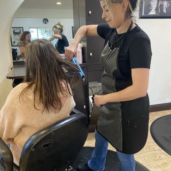Elegant Hair Designs - Jeanette stealing my hair - Hair Salons Near Me - Martinez, California