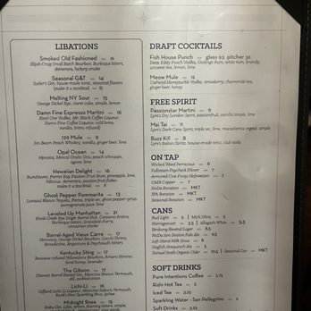 Sea Level NC - Cocktail menu - Seafood Near Me - Charlotte, North Carolina
