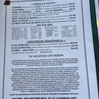 The Woodrose Cafe - menu June 2025 - Breakfast & Brunch Near Me - Garberville, California