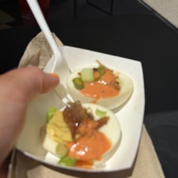 Taste of Buffalo - Smokey deviled eggs from Yankee BBQ. Least favorite item - too sweet, missing that smokiness. - Festivals Near Me - Buffalo, New York Taste of Buffalo - Smokey deviled eggs from Yankee BBQ. Least favorite item - too sweet, missing that smokiness. - Festivals Near Me - Buffalo, New York