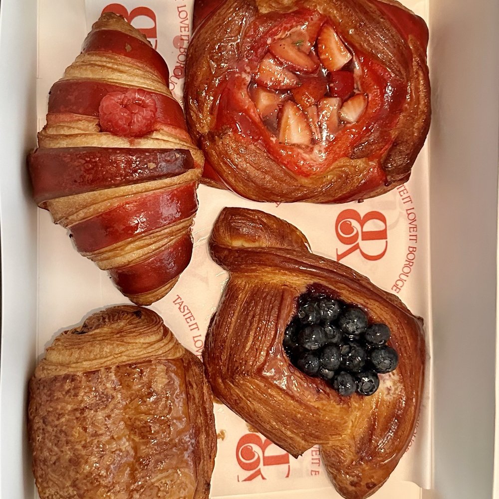 Pastries. Strawberry, Blueberry, Chocolate, and Raspberry