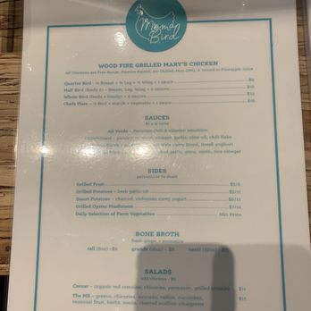 Mama Bird - Menu 1/2021 - Chicken Shop Near Me - Portland, Oregon