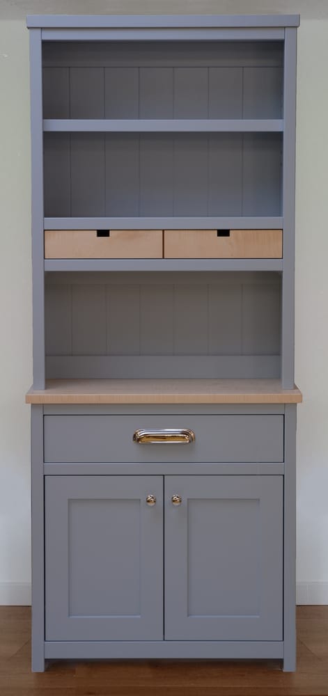 Compact Kitchen Dresser With Maple Worktop Painted In Farrow