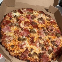 Domino's Pizza - MeatZa medium size thin extra crispy crust--delicious