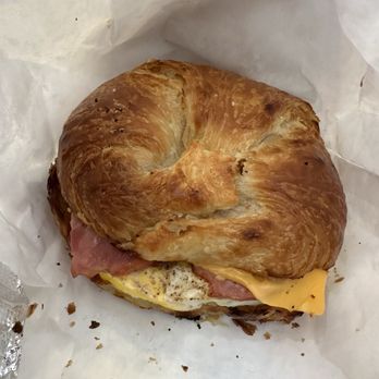 Frappe Joe Coffee Roasters - Turkey bacon, Egg and cheese on croissant (good!) - Coffee & Tea Near Me - Edison, New Jersey