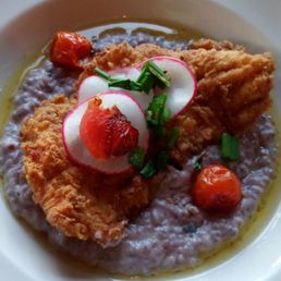 Fried grouper over grits! Yummy Fried grouper over grits! Yummy