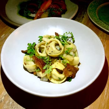 Burdock & Co - Duck confit stuffed ravioli with fried duck skin. - Tapas/Small Plates Near Me - Vancouver, British Columbia