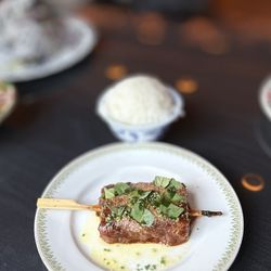 Pork Belly: mustard * black vinegar * thai basil * chives * side of rice | $8