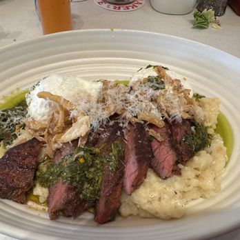Day Maker Half Day Cafe - Steak with parmesan risotto with a poached egg - Breakfast & Brunch Near Me - Austin, Texas