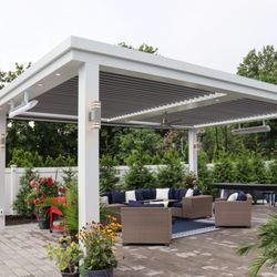 Orlando Outdoor Living - Custom Louvered Pergola with Heaters and Fan