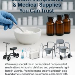 i PHARMACY - Custom-compounded medications made fresh in our Livonia lab for pain, hormones, kids, and pets.