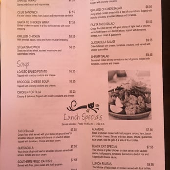 The Black Cat - Menu 9/30/15 - Steakhouses Near Me - El Dorado, Arkansas The Black Cat - Menu 9/30/15 - Steakhouses Near Me - El Dorado, Arkansas