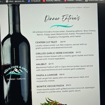 Aqua Cafe & Grill - menu - Sandwiches Near Me - Lewiston, California Aqua Cafe & Grill - menu - Sandwiches Near Me - Lewiston, California
