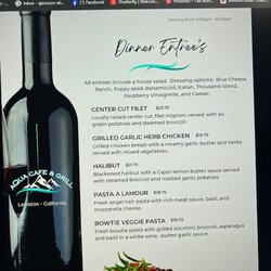 Aqua Cafe & Grill - Menu
