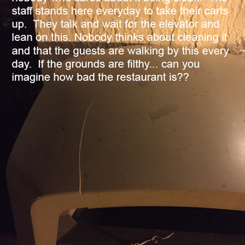 The Galleon Resort - Filthy garbage area next to elevator to go up  - Bldng F.  The staff stands here everyday waiting for the elevator with their cleaning carts - Resorts Near Me - Key West, Florida