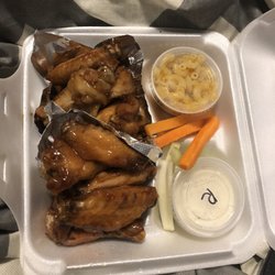Mac N Wings - Half sweet and sour and half honey garlic!