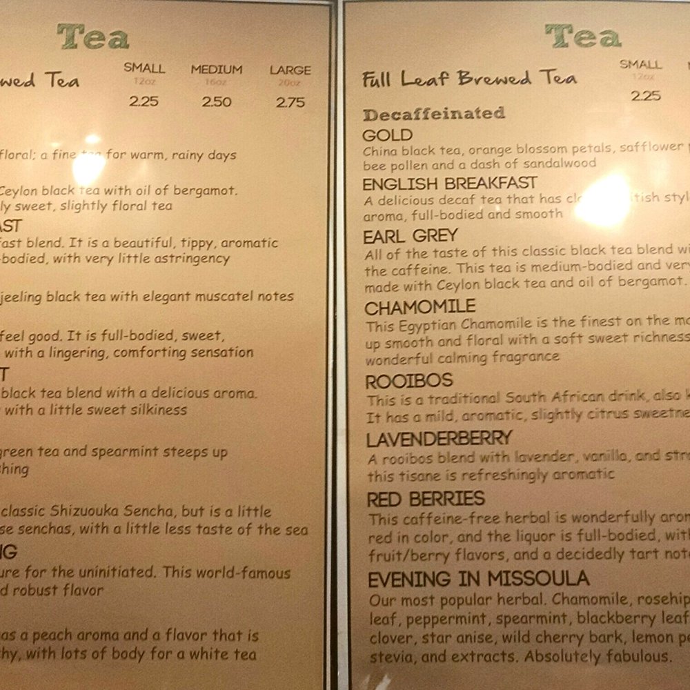 Cream Coffee & Tea Shop - New awesome tea menu (updated as of 3/25/15) - Donuts Near Me - Brooklyn, New York