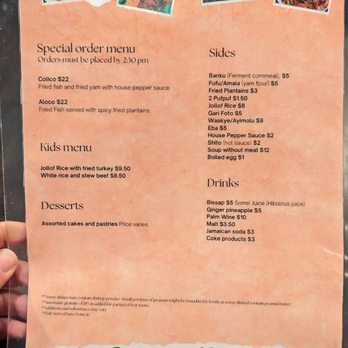 Steaming Pots - Back of menu - African Near Me - Tampa, Florida Steaming Pots - Back of menu - African Near Me - Tampa, Florida