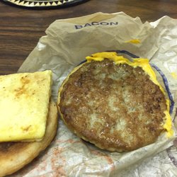 McDonald's - I got a big sausage patty.  Disguisted
