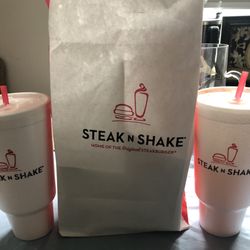 Steak ’n Shake - The bag and two cups of soft drinks. The meal was eaten before I remembered the picture needed to be taken.