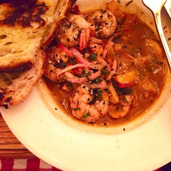Cafe Select - "Catalan Shrimp" plate with spicy tomato broth - Bars Near Me - New York, New York