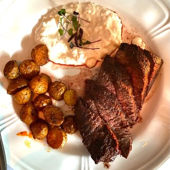 Manchego - Hanger steak, potatoes and horseradish - Spanish Near Me - Santa Monica, California Manchego - Hanger steak, potatoes and horseradish - Spanish Near Me - Santa Monica, California