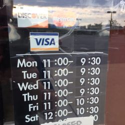 Yummy Sushi - New hours of operation, closed on Sunday now.