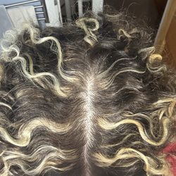 Top of my head. very streaky, much lighter than I requested.