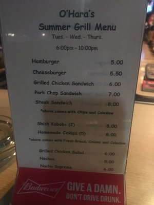 Menu photo 1 O'Hara's Tavern Chicago, IL