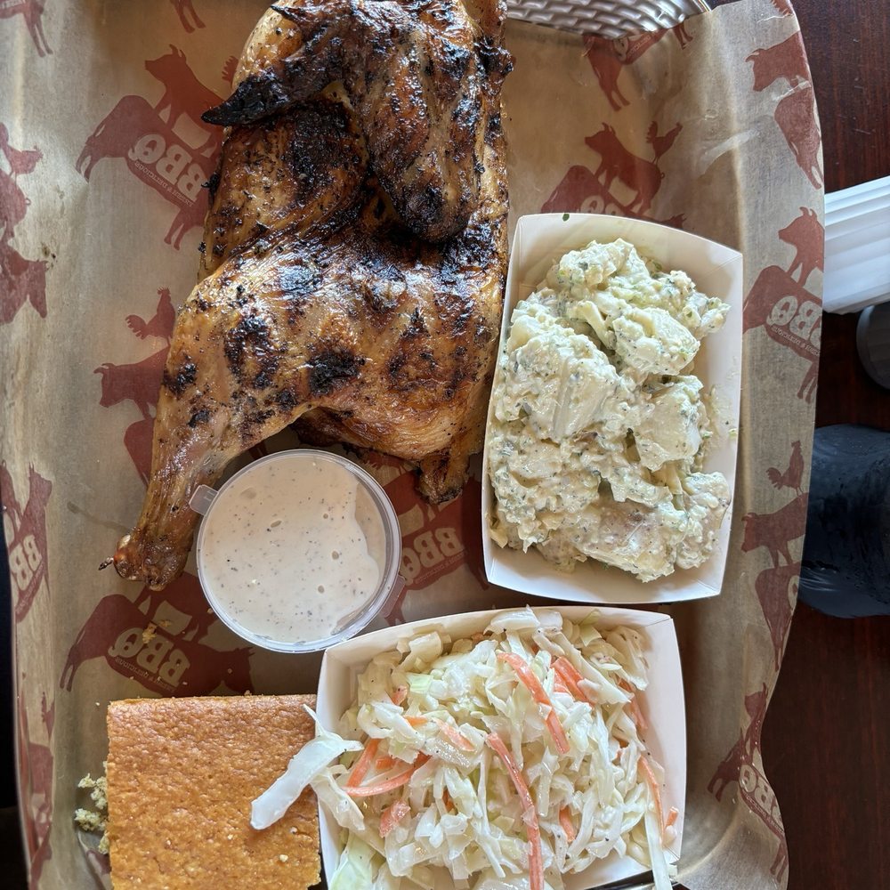 Tsg Bbq - Half chicken with cole slaw, potato salad, jalapeño cornbread - Barbeque Near Me - Elma, New York Tsg Bbq - Half chicken with cole slaw, potato salad, jalapeño cornbread - Barbeque Near Me - Elma, New York