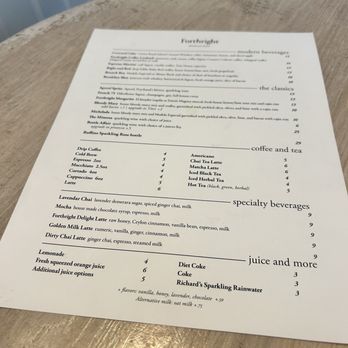 Forthright - Drinks menu - Cafes Near Me - Austin, Texas