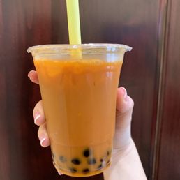 Thai iced tea with boba Thai iced tea with boba