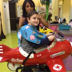 Lil' Divas & Dudes Salon & Day Spa - Jayden getting his hair cut by his favorite stylists  Gladys