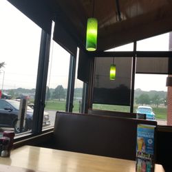 Lights above booth - decor